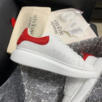 Oversized Red Suede Tab Sneakers