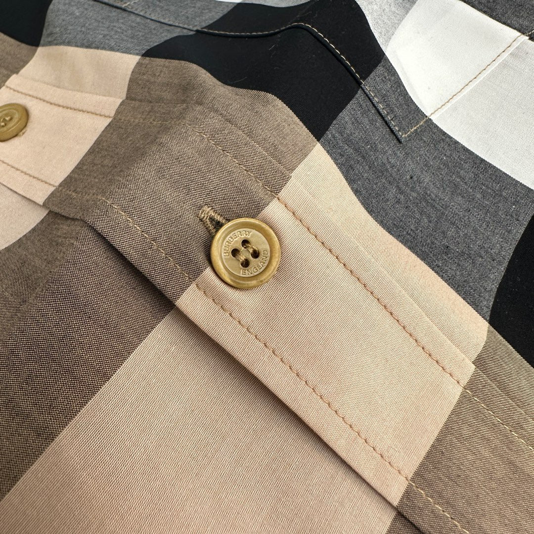 Beige Cotton Exploded Check Long-Sleeve - Men's