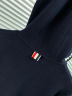 Navy Cotton Striped Sleeve Zip-Through - Men's