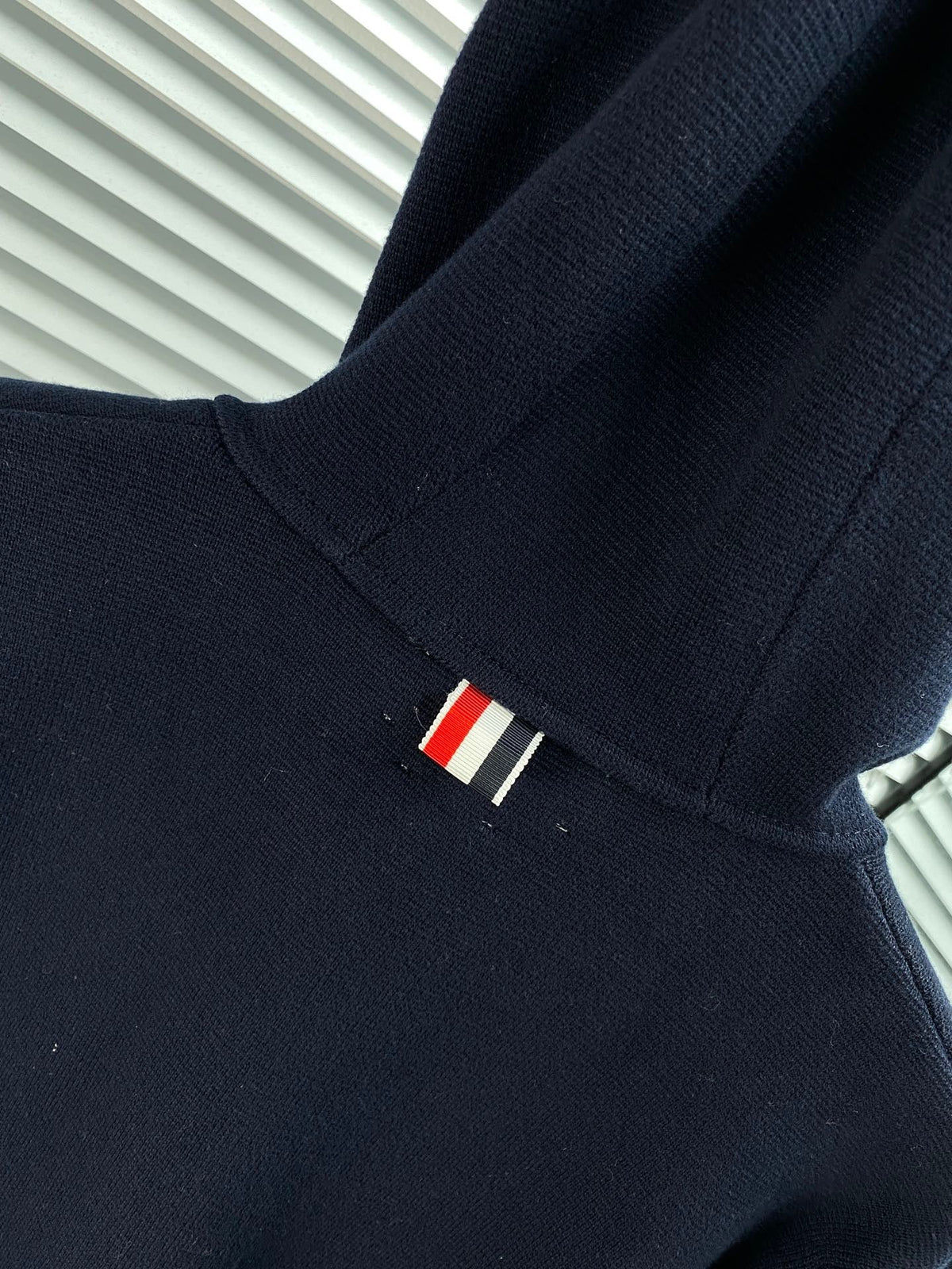 Navy Cotton Striped Sleeve Zip-Through - Men's