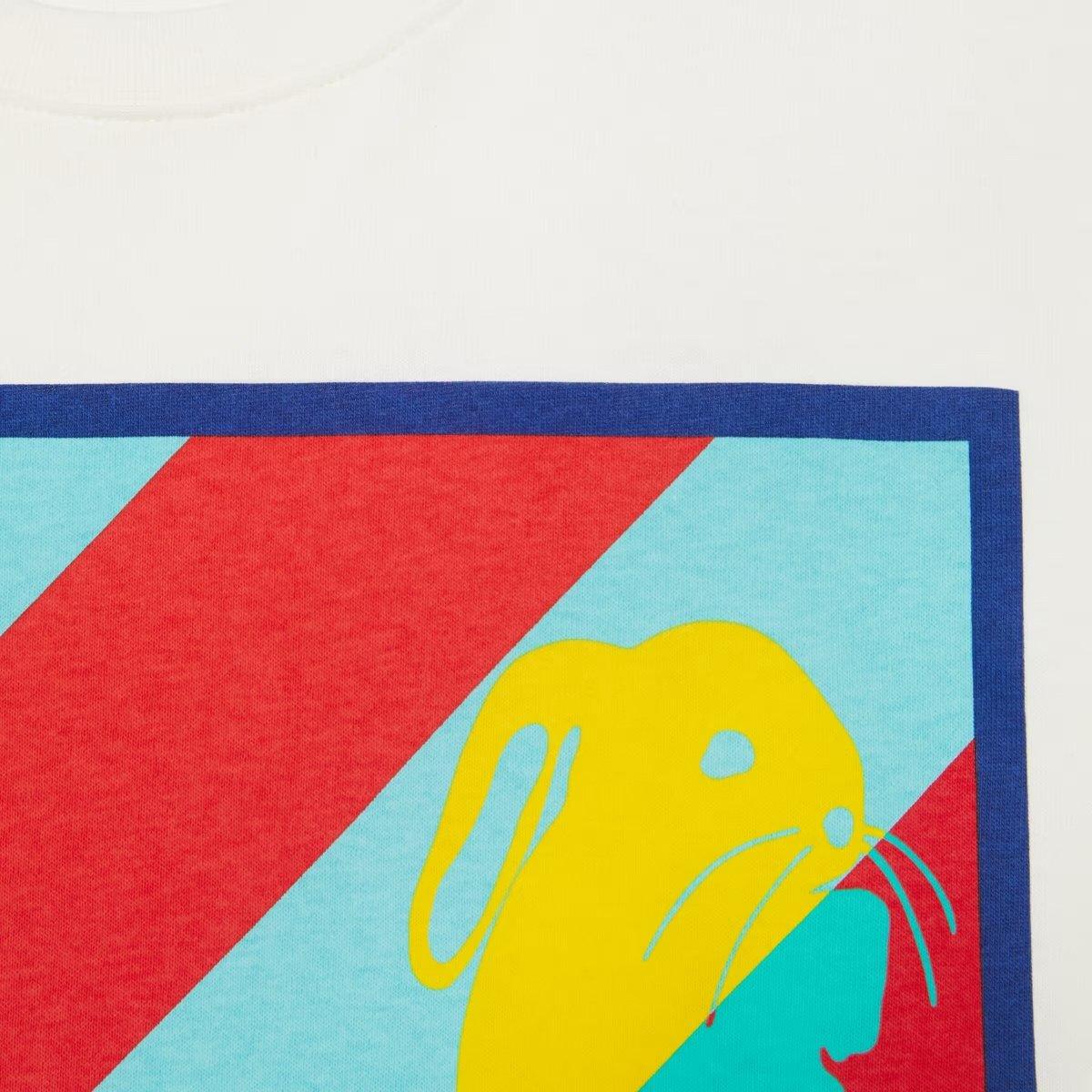 Bunny print cotton jersey T-shirt – ivory cotton jersey Technicolour bunny print Crewneck Short sleeves Made – LUX VERSE Luxury Designer Fashion Outlet