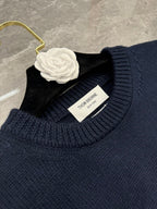 4-Bar Crewneck Navy Sweater - Men's