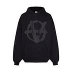 Black Cotton Tonal Graphic Pullover - Men's