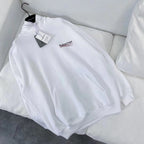 White Cotton Chest Logo Pullover - Men's
