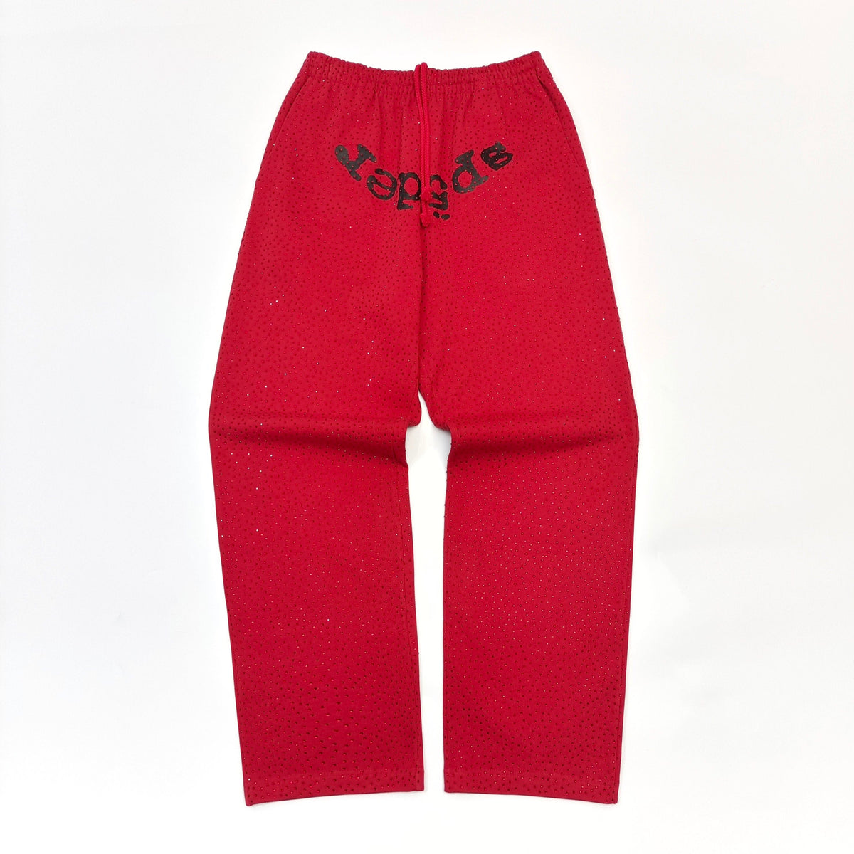 Red Cotton Arch Text Joggers - Men's