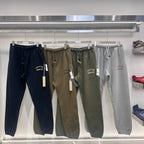 Olive Cotton Text Print Joggers - Men's