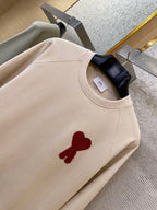Cream Cotton Heart Logo Crewneck - Men's
