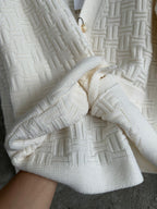 Cream Wool Cable Cardigan - Men's