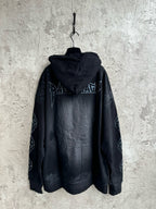 Black Cotton Washed Graphic Pullover - Men's