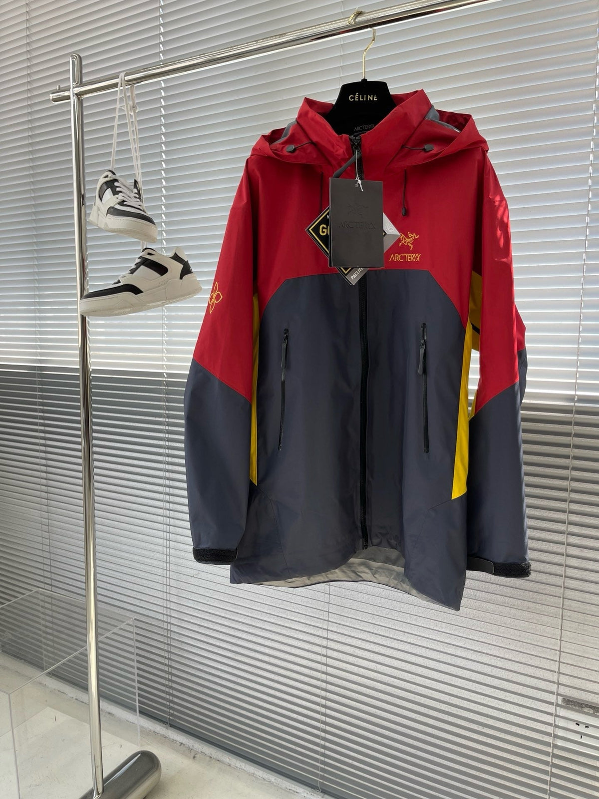 Red Nylon Colourblock Hooded - Men's