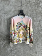 Pink Wool Print Crewneck - Men's