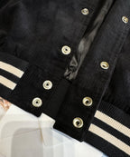 Black Wool Contrast Shoulder Varsity - Men's