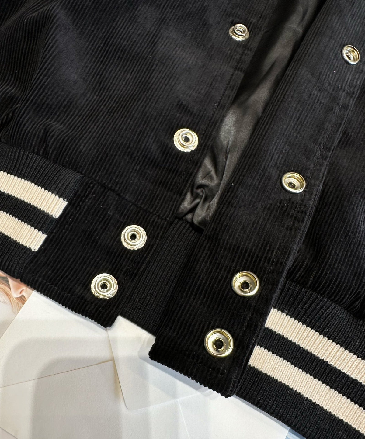 Black Wool Contrast Shoulder Varsity - Men's