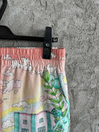 Scenic Print Silk Shorts - Men's