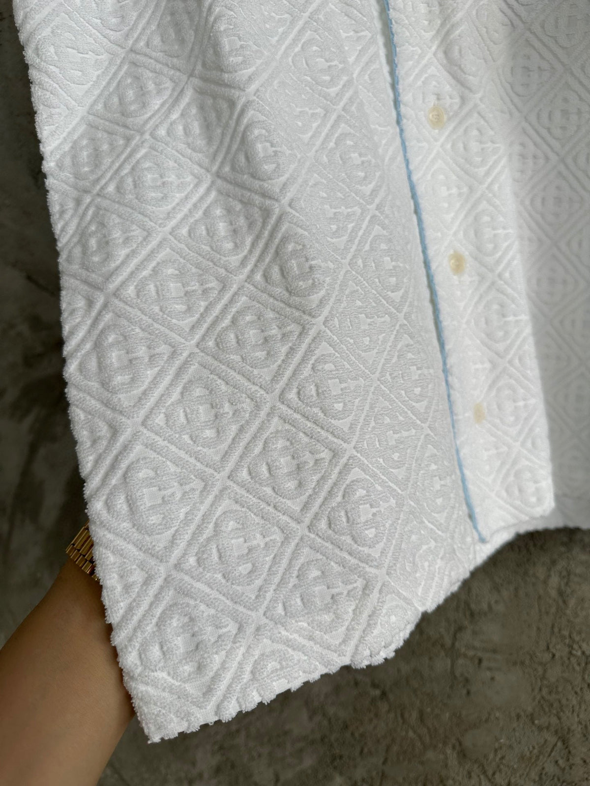 White Knit Waffle Short-Sleeve - Men's