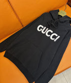 Black Cotton Bold Text Pullover - Men's