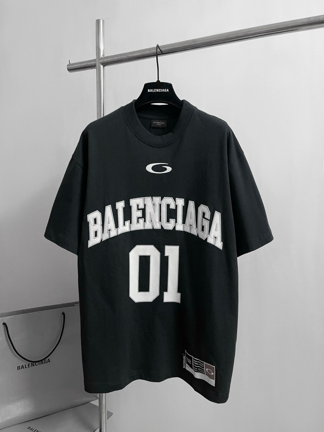 Black Jersey Numeral Short-Sleeve - Men's