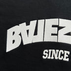 Black Cotton Varsity Text Pullover - Men's