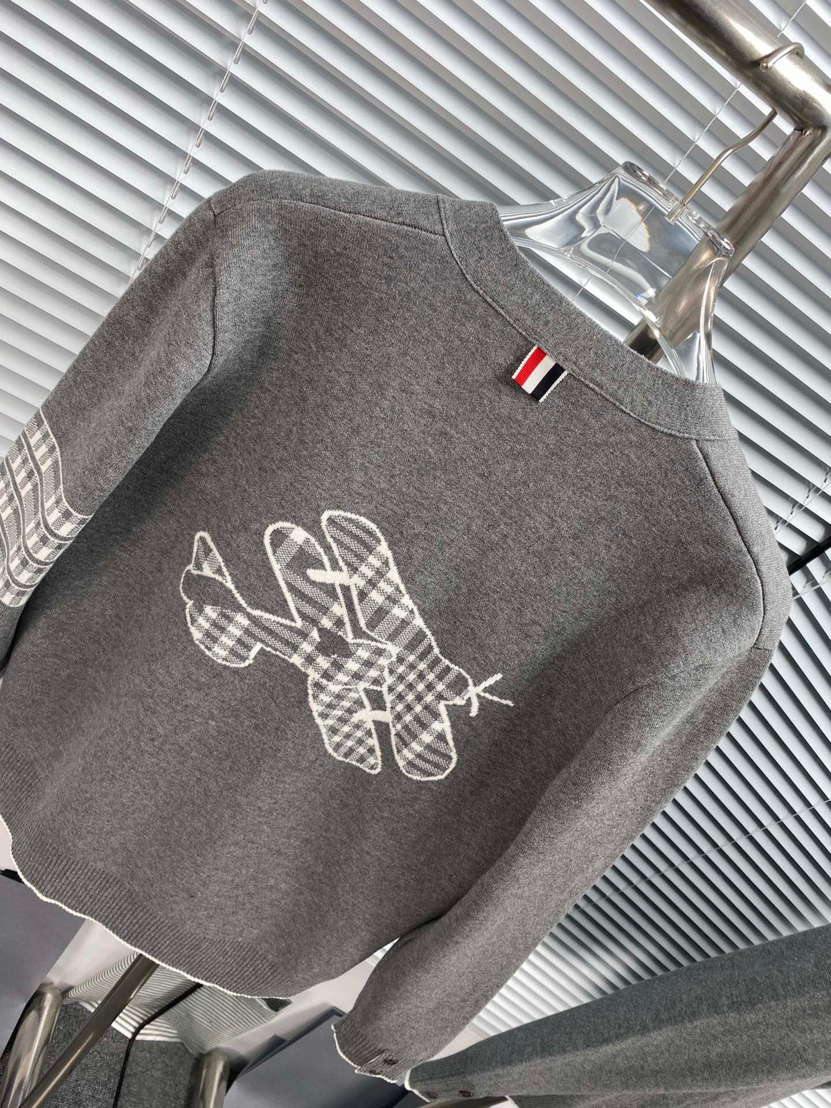 Grey Wool Bar Stripe Cardigan - Men's