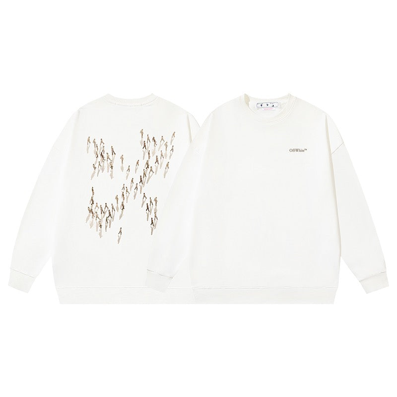 Cream Cotton Small Text Crewneck - Men's
