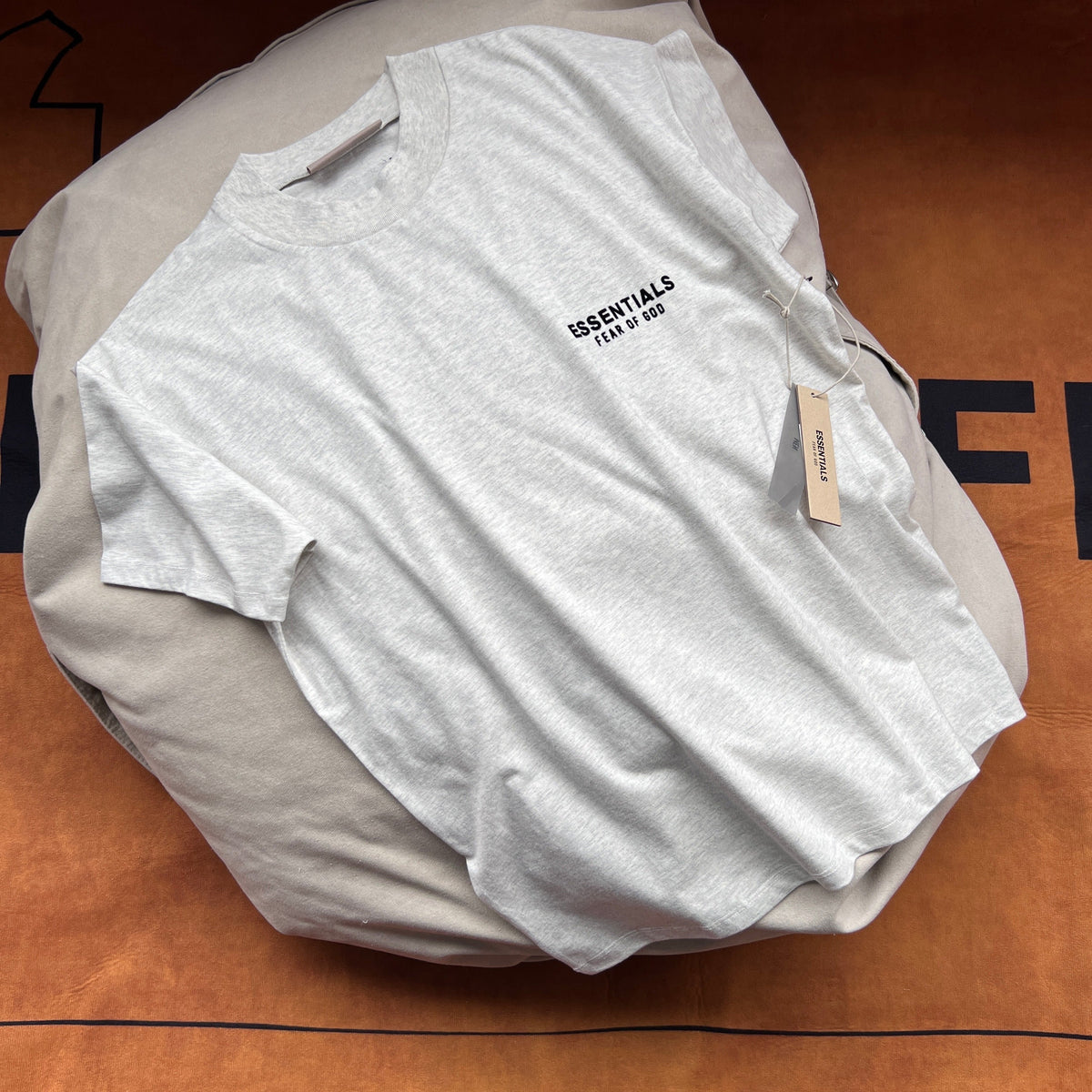 Grey Cotton Text Logo Short-Sleeve - Men's