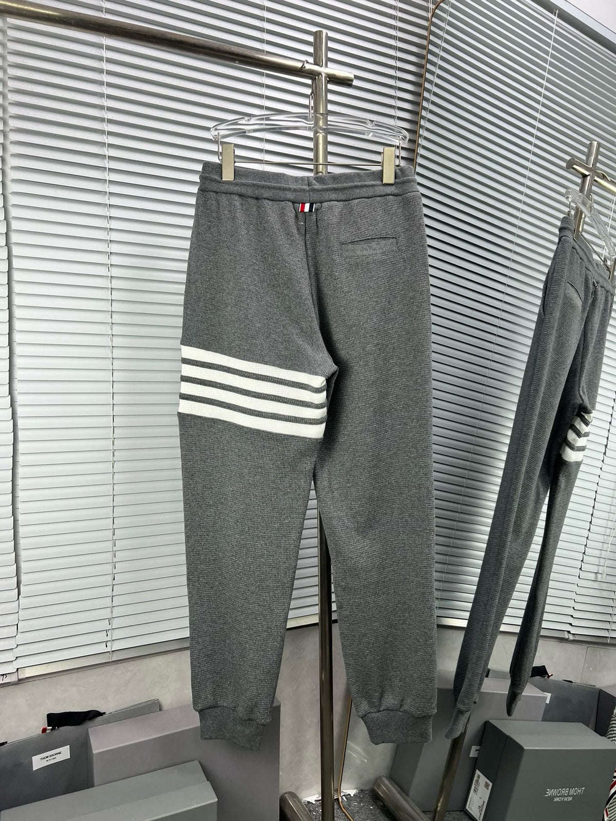 Grey Cotton Four-Bar Joggers - Men's