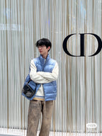 Blue Nylon Quilted Gilet - Men's