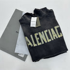 Black Cotton Washed Logo Pullover - Men's