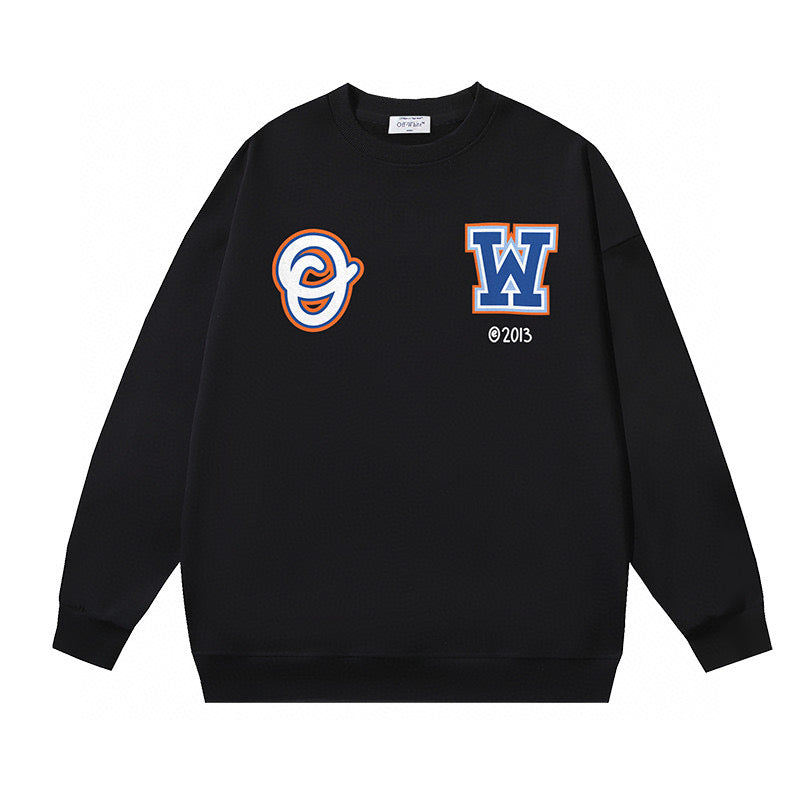 Black Cotton Patch Crewneck - Men's