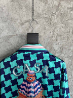 Checkerboard Print Silk Shirt - Men's