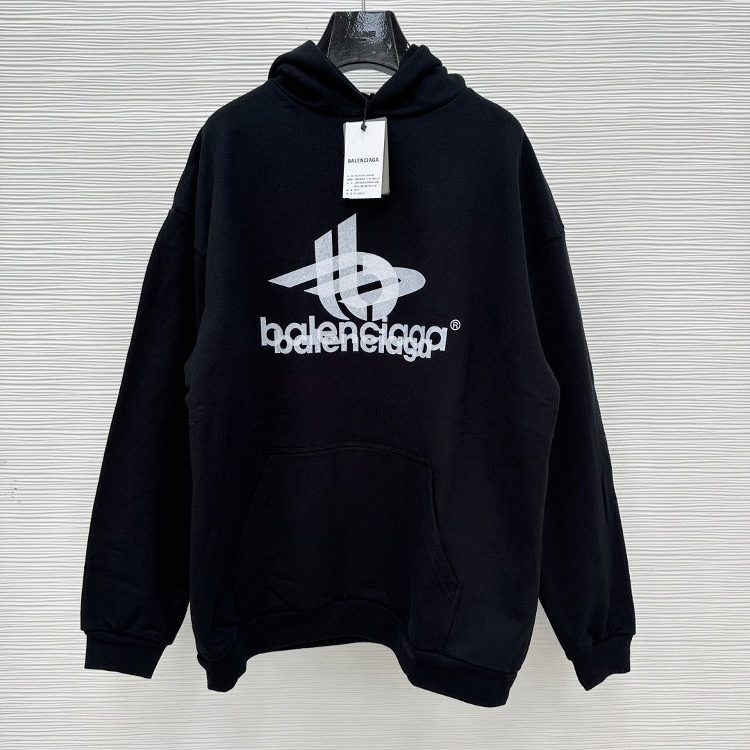 Black Cotton Logo Pullover - Men's
