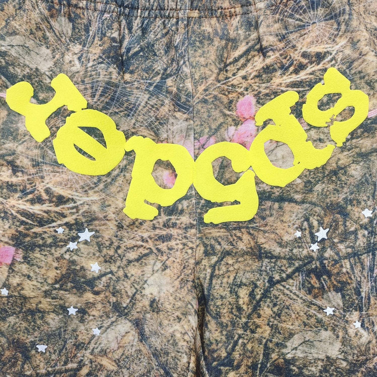 Green Cotton Camo Print Joggers - Men's