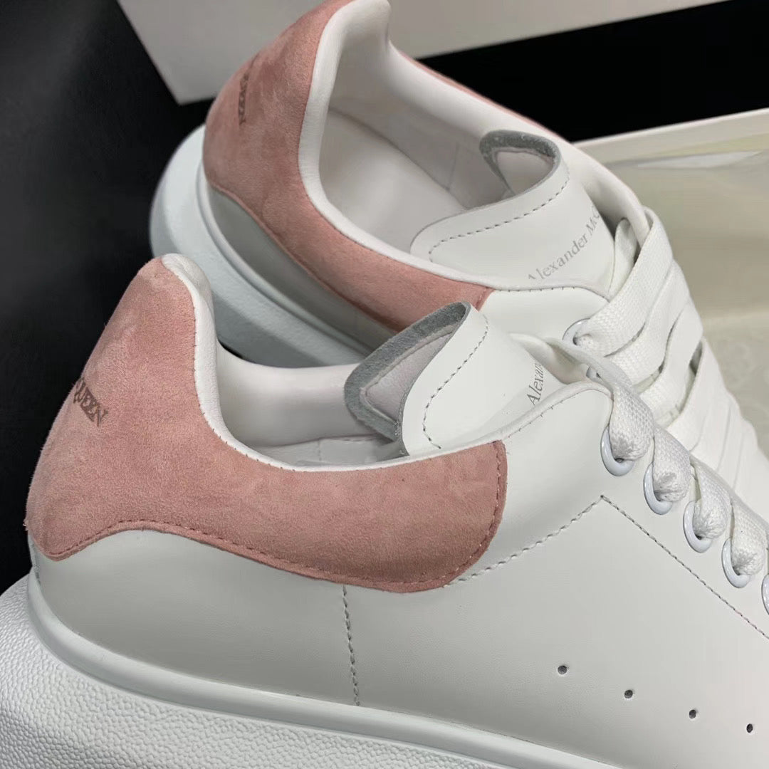 Oversized Pink Suede Tab Sneakers