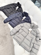 Navy Blue and Black Puffer Jacket - Men's