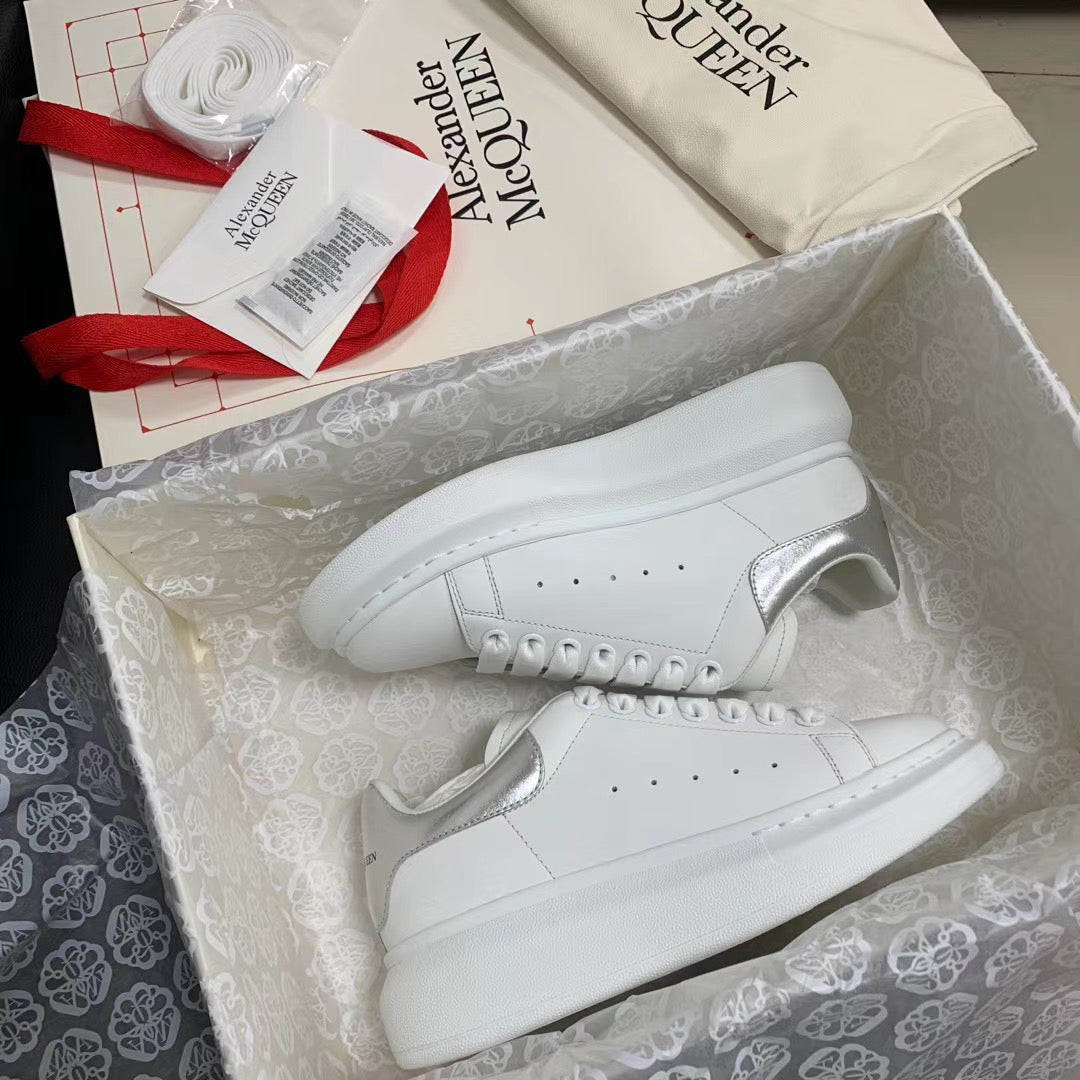 Oversized Silver Metallic Tab Sneakers