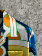 Yellow Architectural Print Silk Shirt - Men's