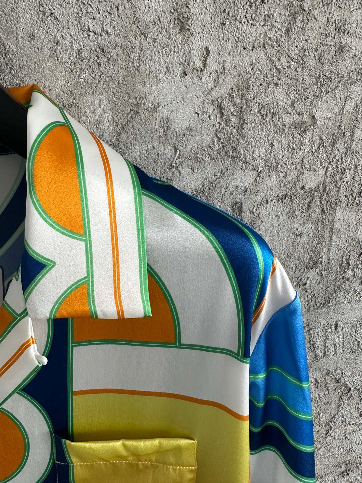 Yellow Architectural Print Silk Shirt - Men's