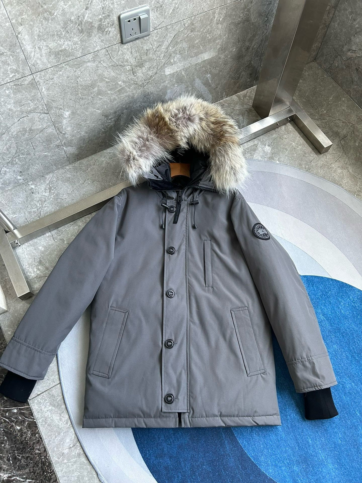 Black and Grey Parka - Men's