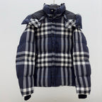 Navy Check Puffer Jacket - Men's
