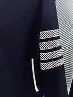 Navy Wool Four-Bar Cardigan - Men's