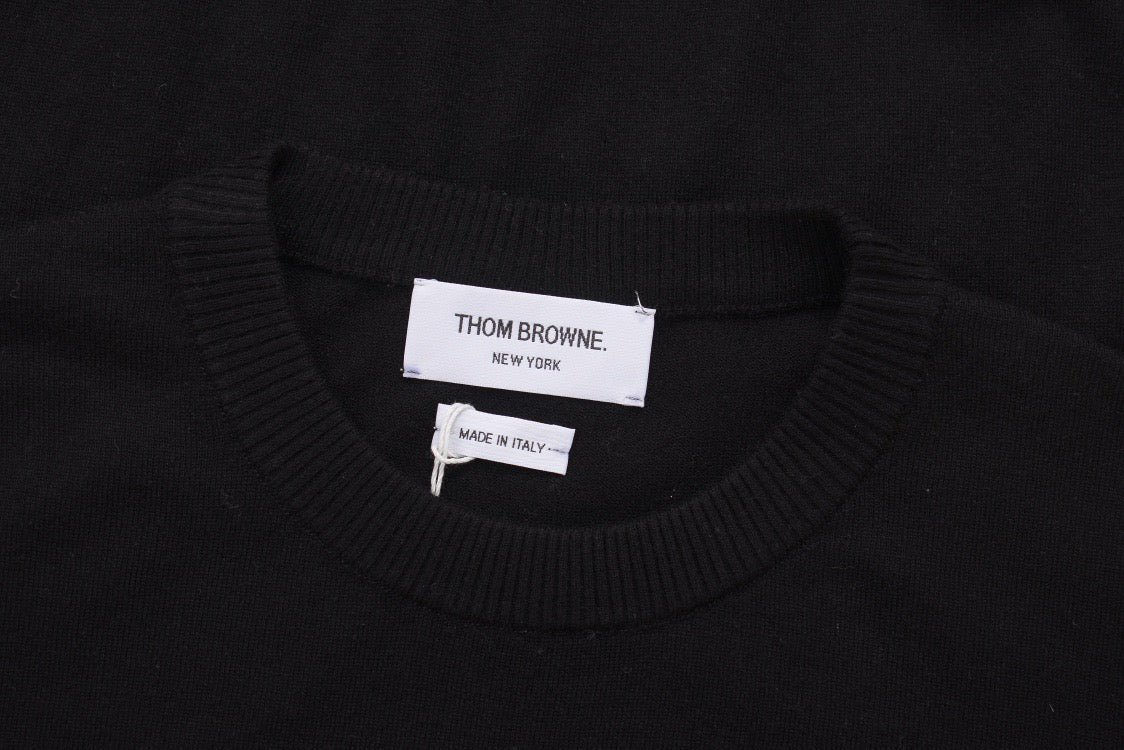 Grey Wool Four-Bar Crewneck - Men's