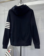 4-Bar Zip Navy Hoodie - Men's