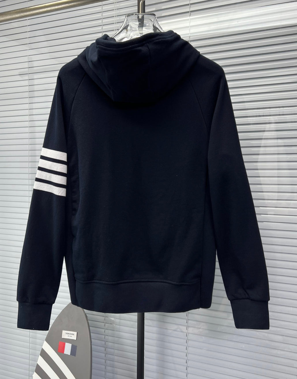 4-Bar Zip Navy Hoodie - Men's