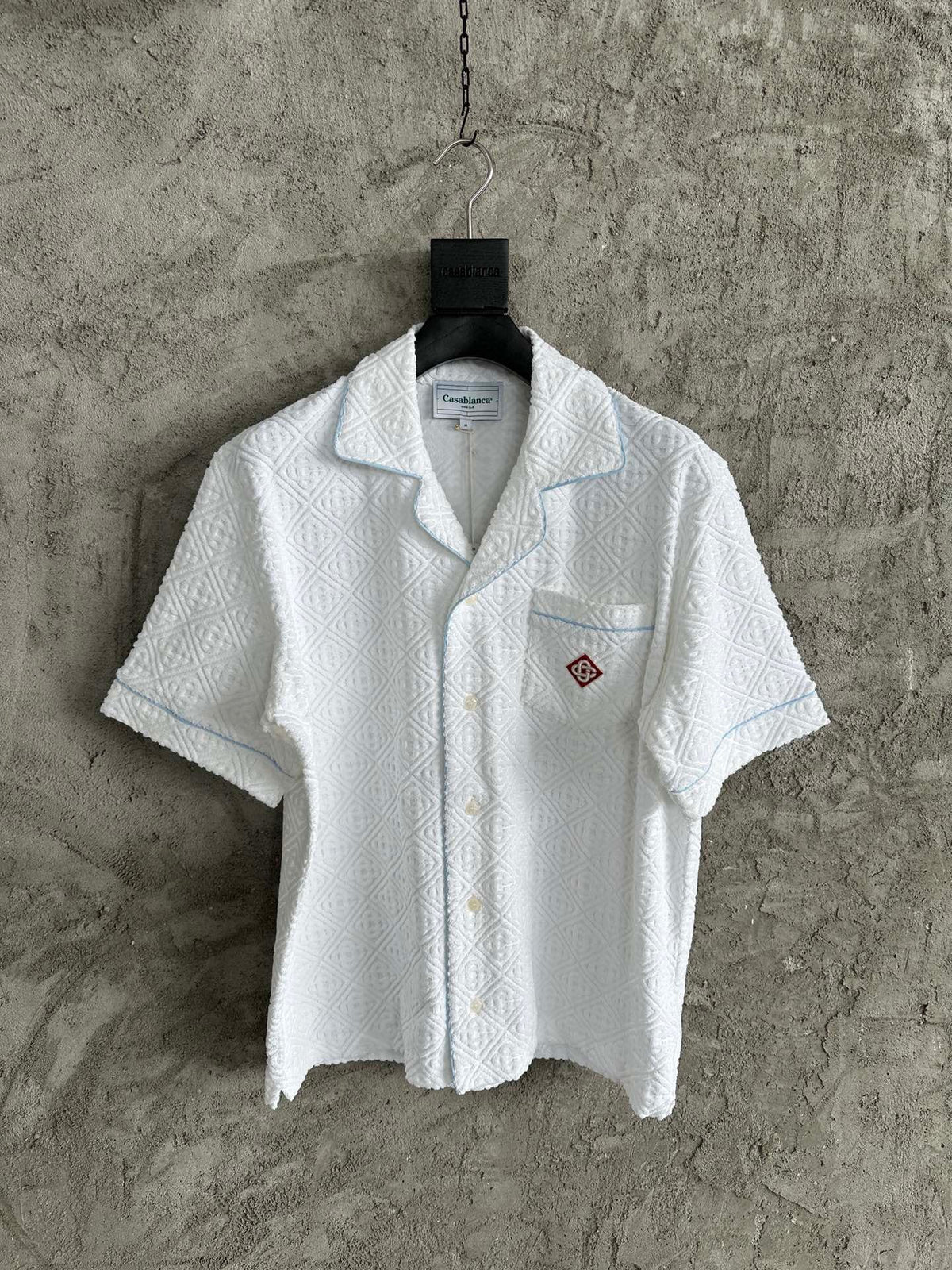 White Knit Waffle Short-Sleeve - Men's