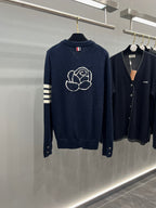 4-Bar Cardigan Navy Knit - Men's
