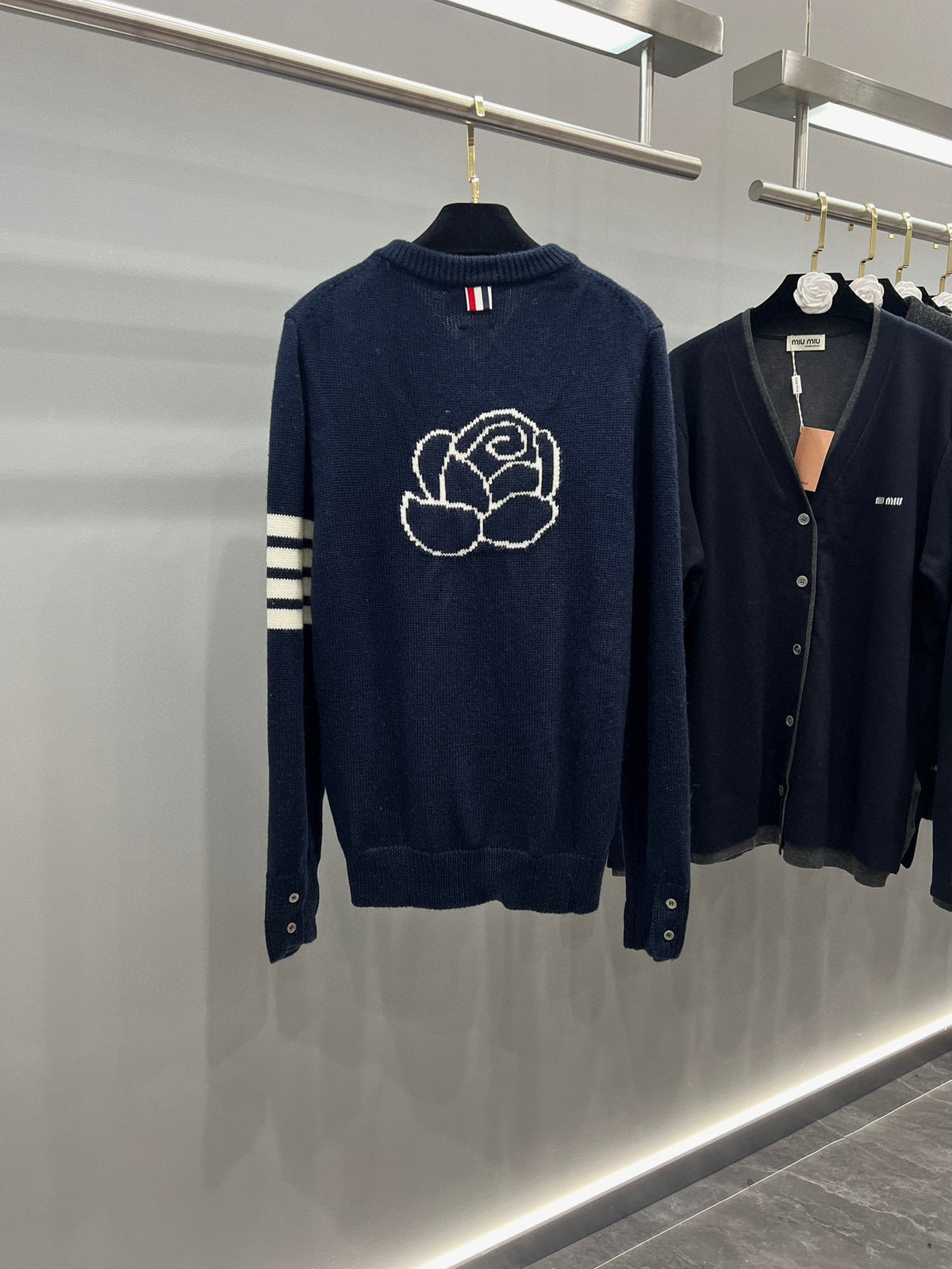 4-Bar Cardigan Navy Knit - Men's