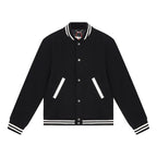 Black Wool Striped Trim Varsity - Men's