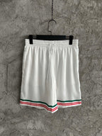White Cotton Web Stripe Drawstring - Men's