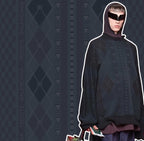 Grey Jacquard Geometric Crewneck - Men's