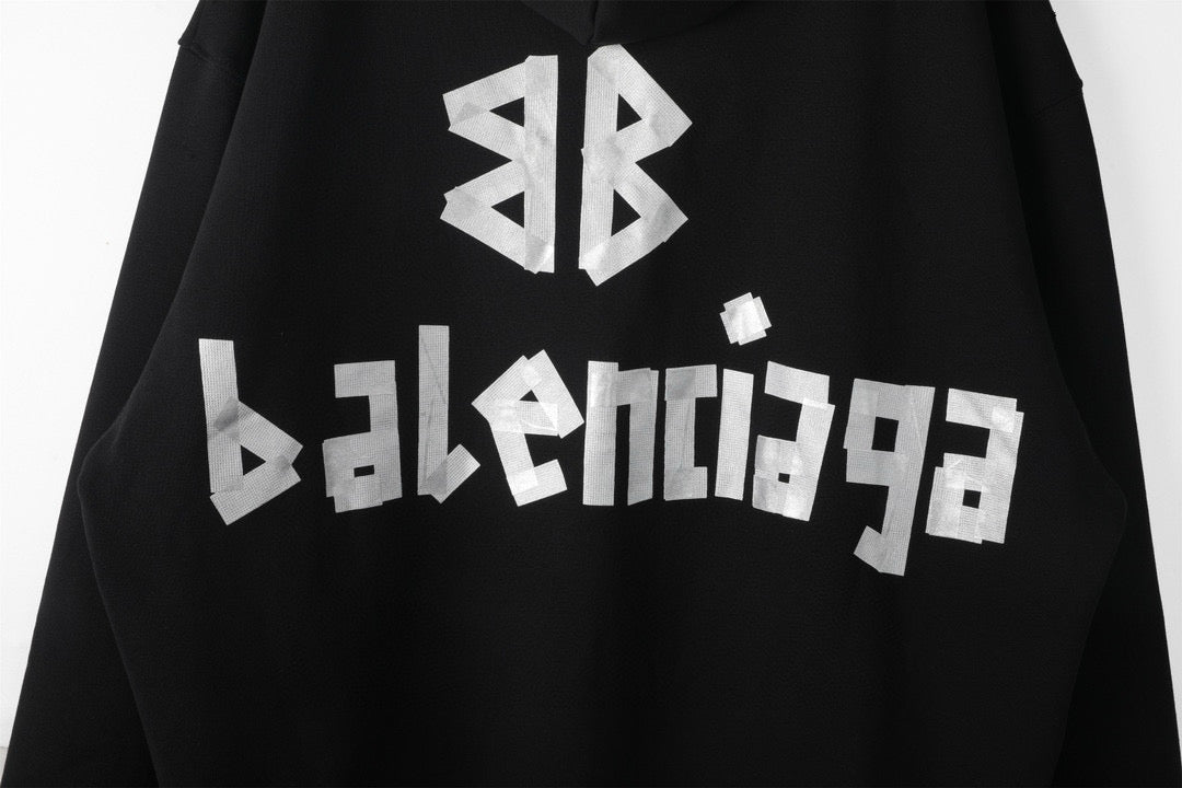 Black Cotton Back Print Pullover - Men's